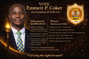 Among the candidates vying for the presidency of UMAA is Emmett P Coker