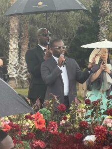 An officiating Pastor during the wedding