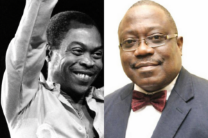 Fela Anikulapo-Kuti , left, and Professor Tunji Olaopa