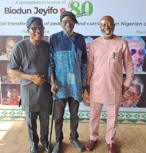 From left, Comrade Kayode Komolafe, Professor Biodun Jeyifo and Dr Chido Onumah
