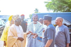 From left, Femi Falana, SAN, Rauf Aregbesola, and Kayode Komolafe of Thisday