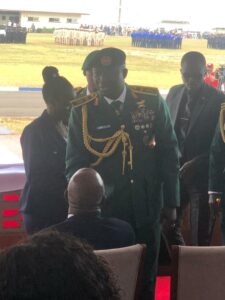 Nigeria Chief of Army Staff, Lt Gen Waidi Shuaibu greeting President Boakai at today’s ceremony