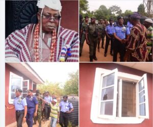 CP Adebowale Lawal leads a Joint Security Delegation ,Agamo Town and photo of Oba Kehinde Jacob Faledona