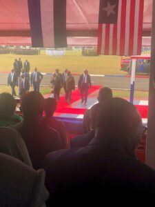 President Biakai after taking the salute