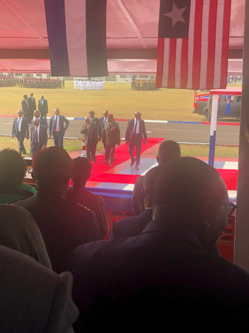 President Biakai after taking the salute