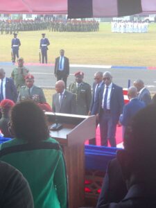 President Biakai on arrival at the Armed Forces Day ceremony today