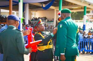 President Bio decorated Nigeria’s CDC, Gen Oluremi Oluyede during the Armed Forces Day in Freetown