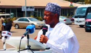 Senator Bagudu speaking at the event