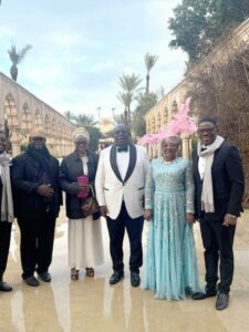 Senator Ojudu, second left, and his well-wishers on the wedding day in Morocco