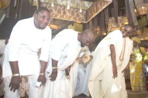 The groom, Bidemi, and his friends