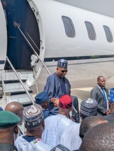 Vice President Shettima alighting at the Kano airport for Governor Yusuf's grand reception into APC