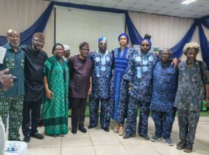 Former students and colleagues with the Jeyifos