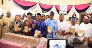Governor Aiyedatiwa leads in the 87-year old Bashorun Seinde Arogbofa's book presentation at FUTA