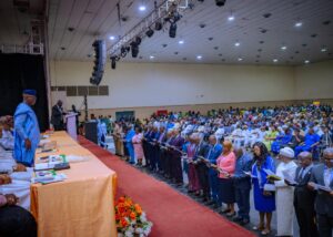Governor Aiyedatiwa, left, swearing-in ceremony was held at the International Centre for Culture and Events (The Dome), Igbatoro Road, Akure.