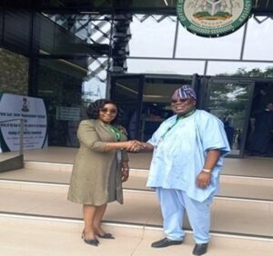 File photo: Hon. Chairman, Federal Civil Service Commission (FCSC), Prof. Tunji Olaopa (right) with the Head of the Civil Service of the Federation (HCSF), Mrs. Didi Esther Walson-Jack