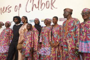 Kachi Benson and Joke Silva with the Mothers of Chibok