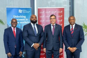 L-r: West Africa Director and of Office Africa Coverage, BII West Africa, Benson Adenuga; Managing Director and Head of Africa, BII, Chris Chijiutomi; Lok Mishra, Chief Executive Officer, UBA UK, Loknath Mishra; Group Managing Director, United Bank for Africa (Plc) during the signing of letter of intent to develop trade finance collaboration opportunities.