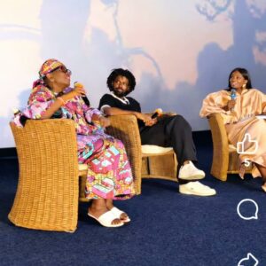 L-R, Joke Silva, Kachi Benson, Lola Ogunnaike during the fireside chat