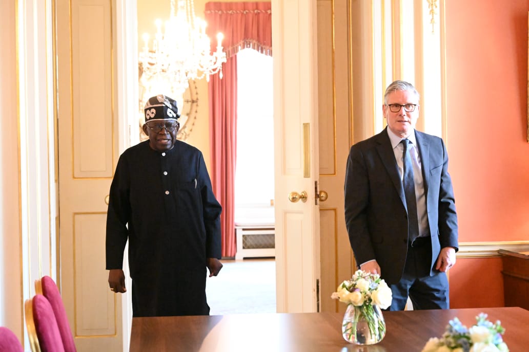 President Bola Tinubu and UK Prime Minister Keir Starmer at the Prime Minister's office in Downing Street during a bilateral meeting on Thursday as part of President Tinubu's State Visit to United Kingdom2