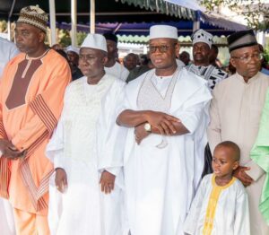 President Bio performing the two Rakaa prayer yesterday at his official residence in Freetown