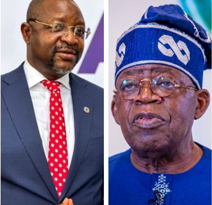 President Bola Tinubu, right, and Sunday Dare