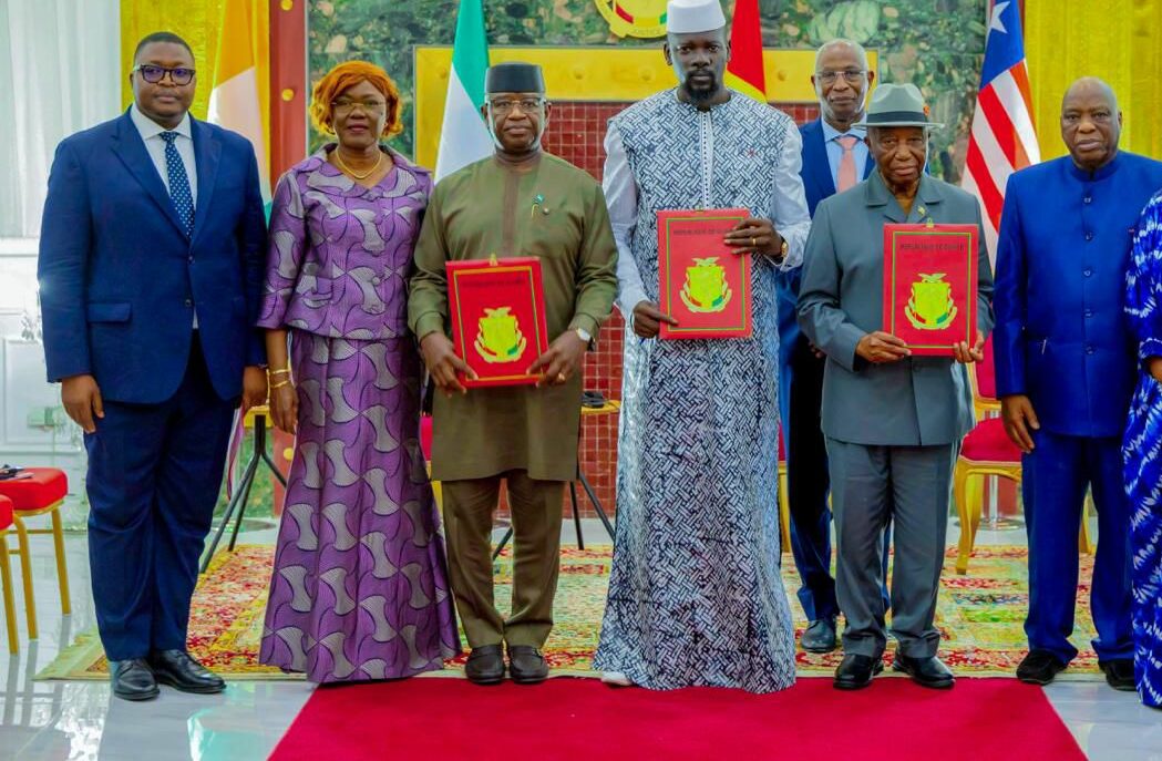 Presidents Mamadi Doumbouya, Maada Bio, Joseph Boakai, and others during the peace deal in Conakry yesterday.jpg