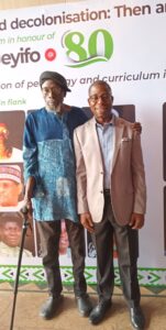 Professor Biodun Jeyifo and Ogaga Ifowodo during the former's 80th birthday in Lagos