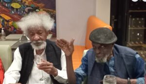 Professors Soyinka and Jeyifo at his (the latter's) 80th birthday in Lagos