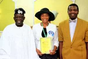 File photo, Pastor Enoch, Adeboye, right, Bola Tinubu, left, and after the ordination of Senator Oluremi Tinubu as an Assistant Pastor, at the 66th Annual Convention of Church in Lagos, in 2018