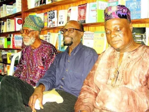 From left: Professors Akinwumi Ishola, Biodun Jeyifo and Femi Osofisan