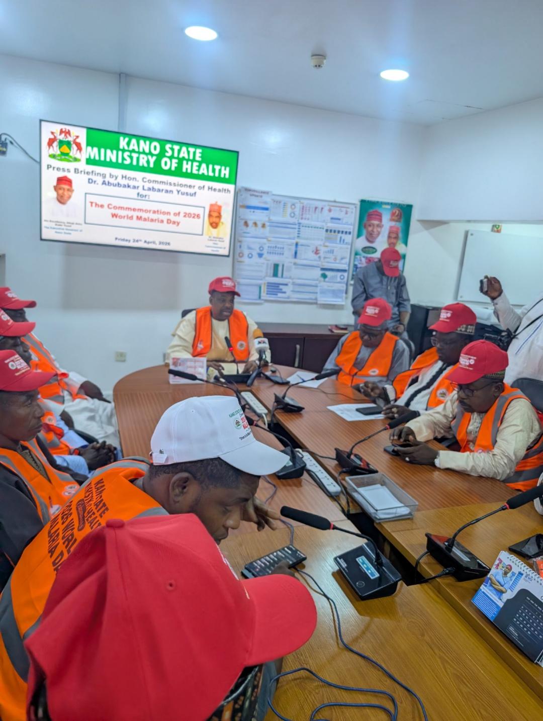 Dr. Abubakar Labaran Yusuf briefing journalists as part of activities to mark the World Malaria Day in Kano on Friday
