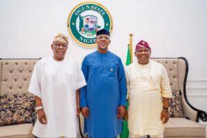From left, Former Governor Osoba, Governor Abiodun and Senator Olamilekan Adeola