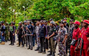 Men and officers of the Military, Police, NSCDC, Directorate of State Security, Amotekun Corps, and others.2