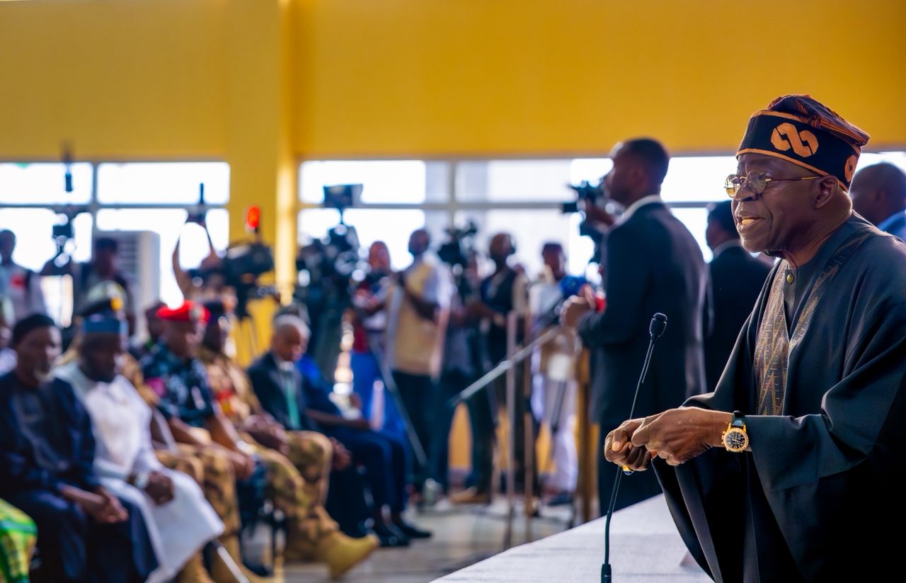 President Tinubu addressing the people