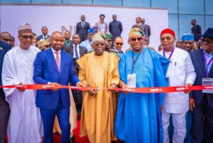 President Tinubu and others at the commissioning of the 16-storey Nigeria Revenue Service (NRS) Headquarters.