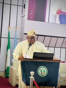 Professor Olaopa delivering his lecture