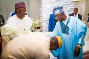 Dr Fayemi greeting President Bola Tinubu