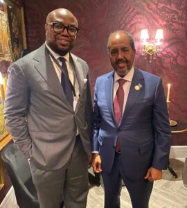 Dr. Babatunde Afolabi and H.E Hassan Sheikh Mohammud, President of the Republic of Somalia