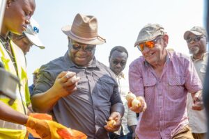 • President Bio observing locally produced onions