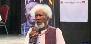 Professor Wole Soyinka speaking. Channels photo