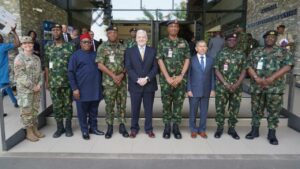 The team leader of the Nigerian delegation, Air Vice Marshal Francis Edosa, the head of the US delegation Mr. Cate Dave, and other officials