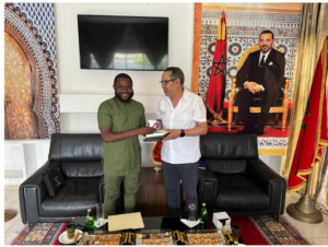 Chairman, Liberia Ruling Unity Party National Youth Congress, Togar Melvin Cephas, with Moroccan Ambassador To Liberia, Amb Lahousine Ramouni in Monrovia